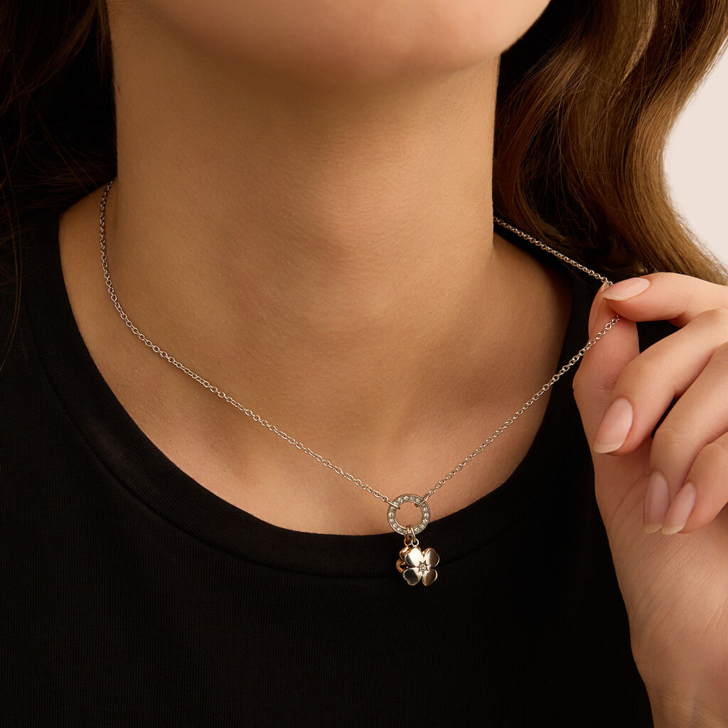 Collana Sunrise Acciaio Bicolore Bianco / Rosa Cristallo