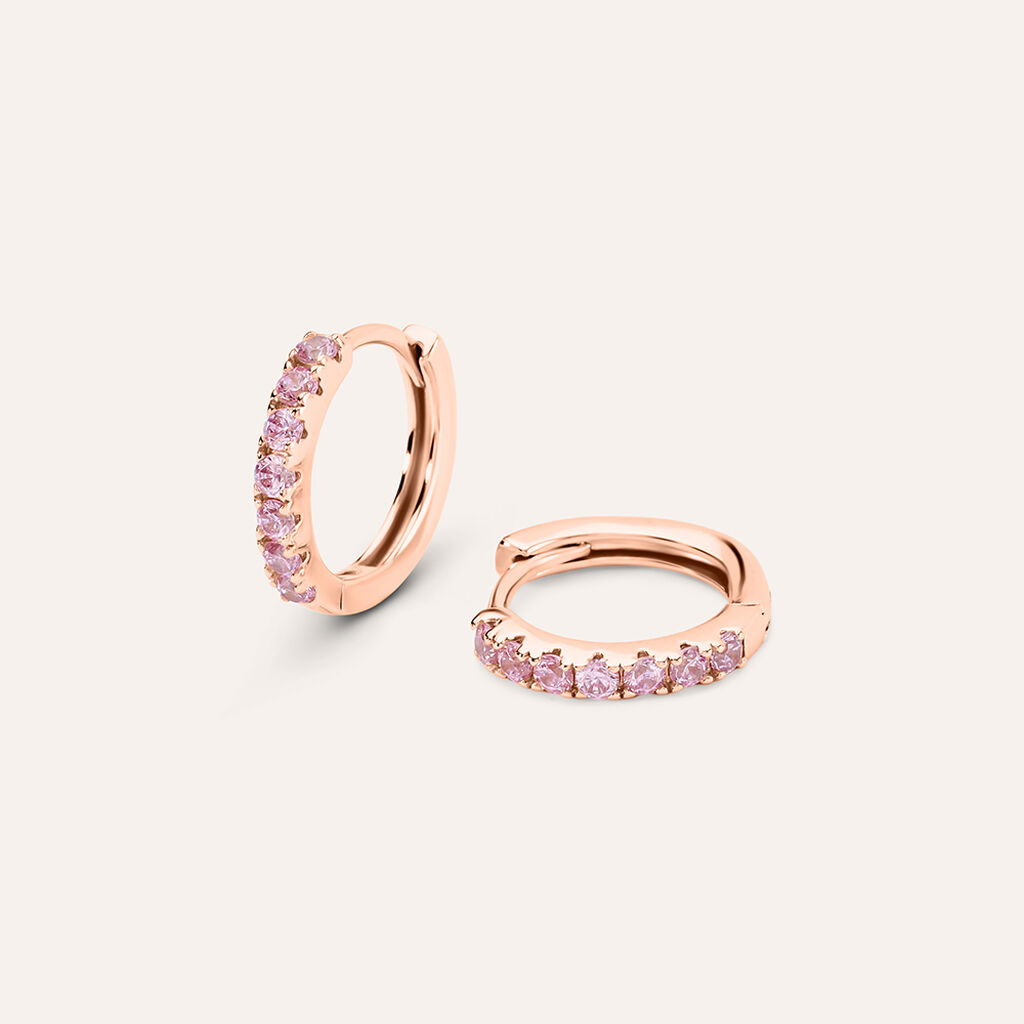 Orecchini A Cerchio Silver Rainbow Argento Rosa Cubic Zirconia