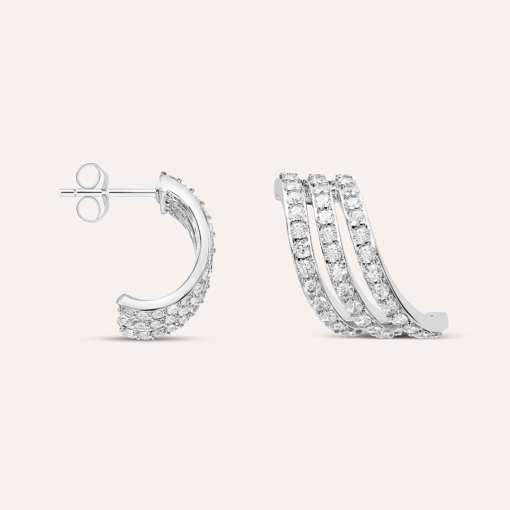 Orecchini A Cerchio Silver Shine Argento Rodiato Cubic Zirconia - Orecchini a Cerchio Donna | Stroili