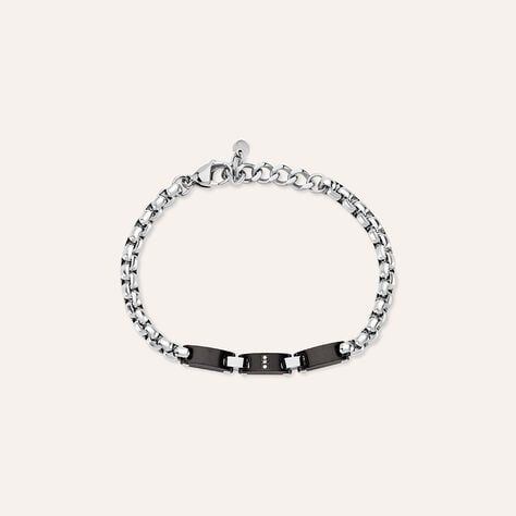 Bracciale Man Code Acciaio Bicolore Bianco / Nero Cubic Zirconia - Bracciali Uomo | Stroili