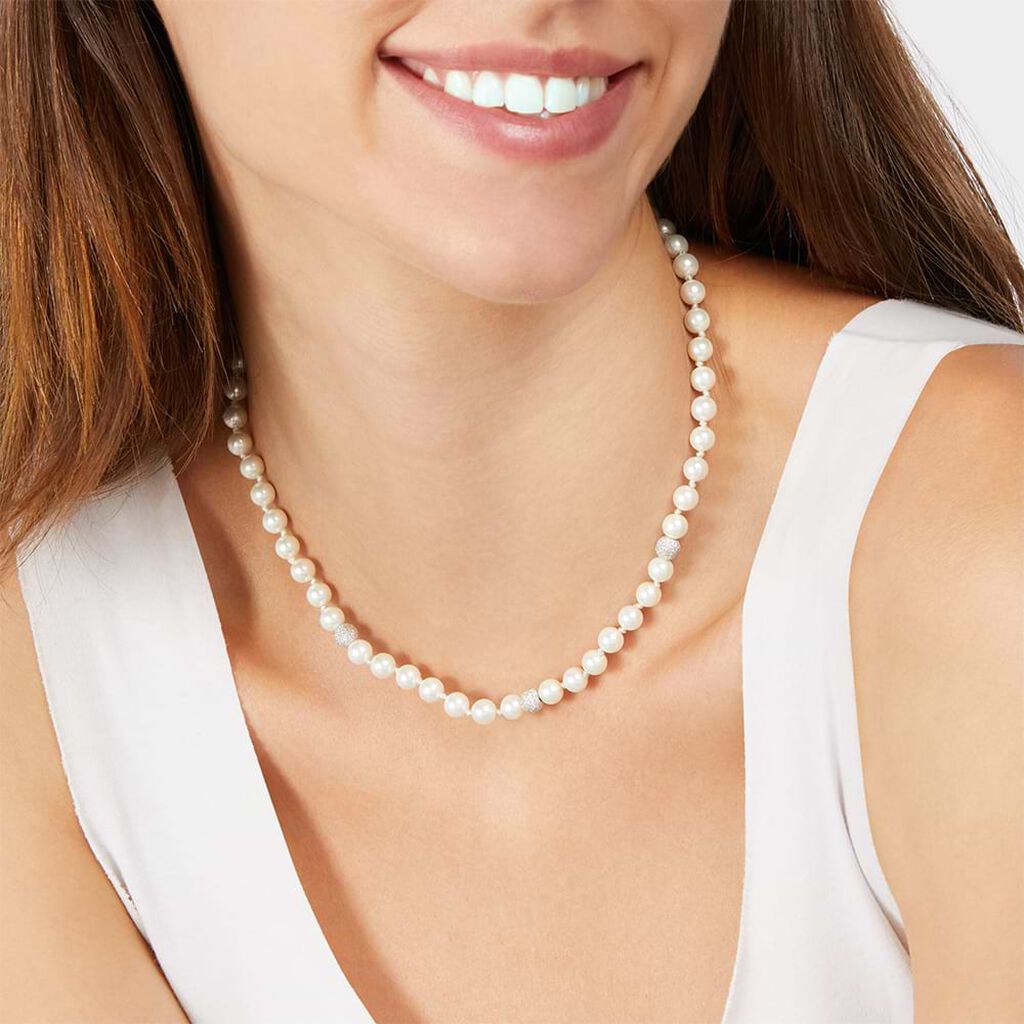 Collana Silver Pearls Argento Rodiato Perla sintentica