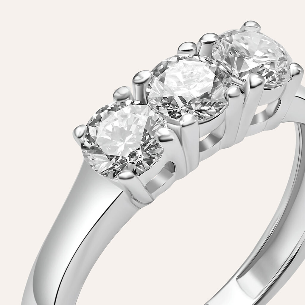 Anello Trilogy Diamade Oro Bianco Diamante Lab-Grown - Anelli con Pietre Donna | Stroili