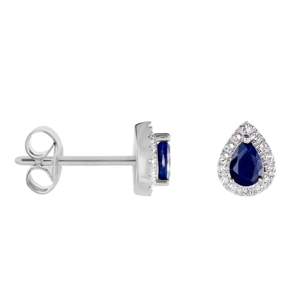 Orecchini Lobo Punto Luce Charlotte Oro Bianco Zaffiro Diamante - Orecchini a Lobo Donna | Stroili