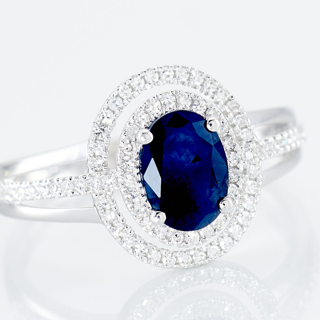 Anello Charlotte Oro Bianco Zaffiro Diamante