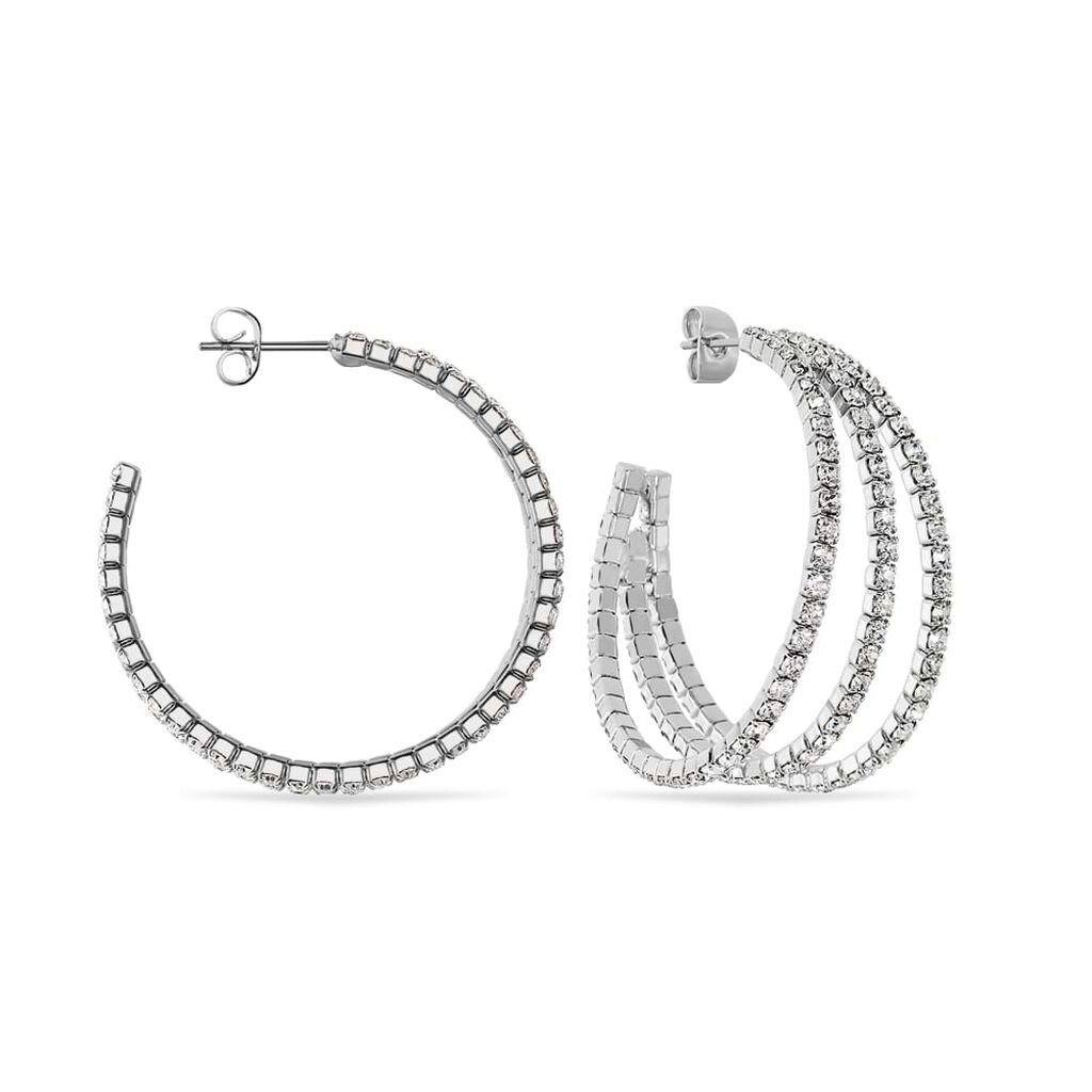 Orecchini A Cerchio Romantic Shine Metallo Cristallo - Orecchini a Cerchio Donna | Stroili