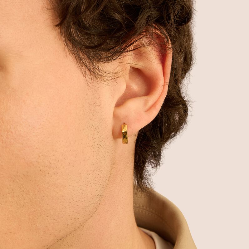 Mono Orecchino A Cerchio Man Code Acciaio Dorato - Mono Orecchino Uomo | Stroili