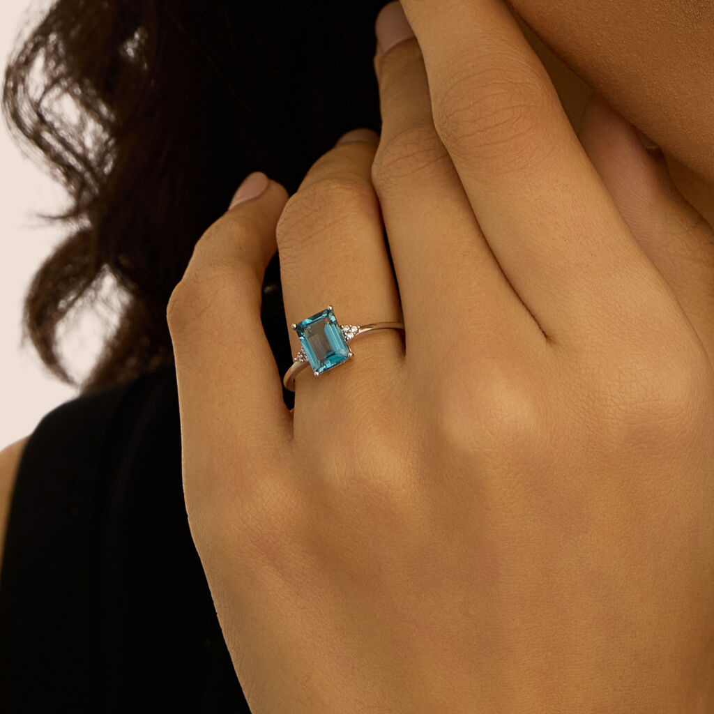 Anello Solitario Amélie Oro Bianco Topazio Cubic Zirconia