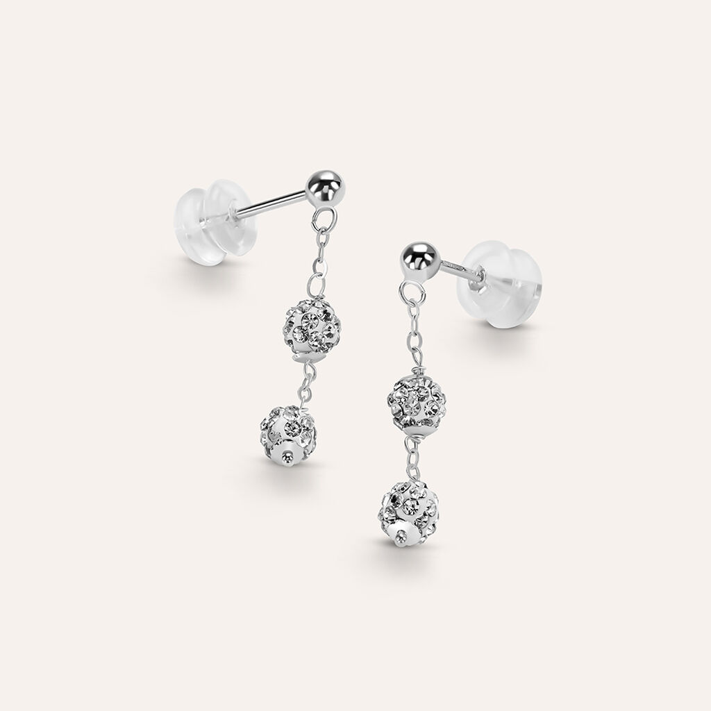 Orecchini Pendenti Christelle Oro Bianco Cristallo