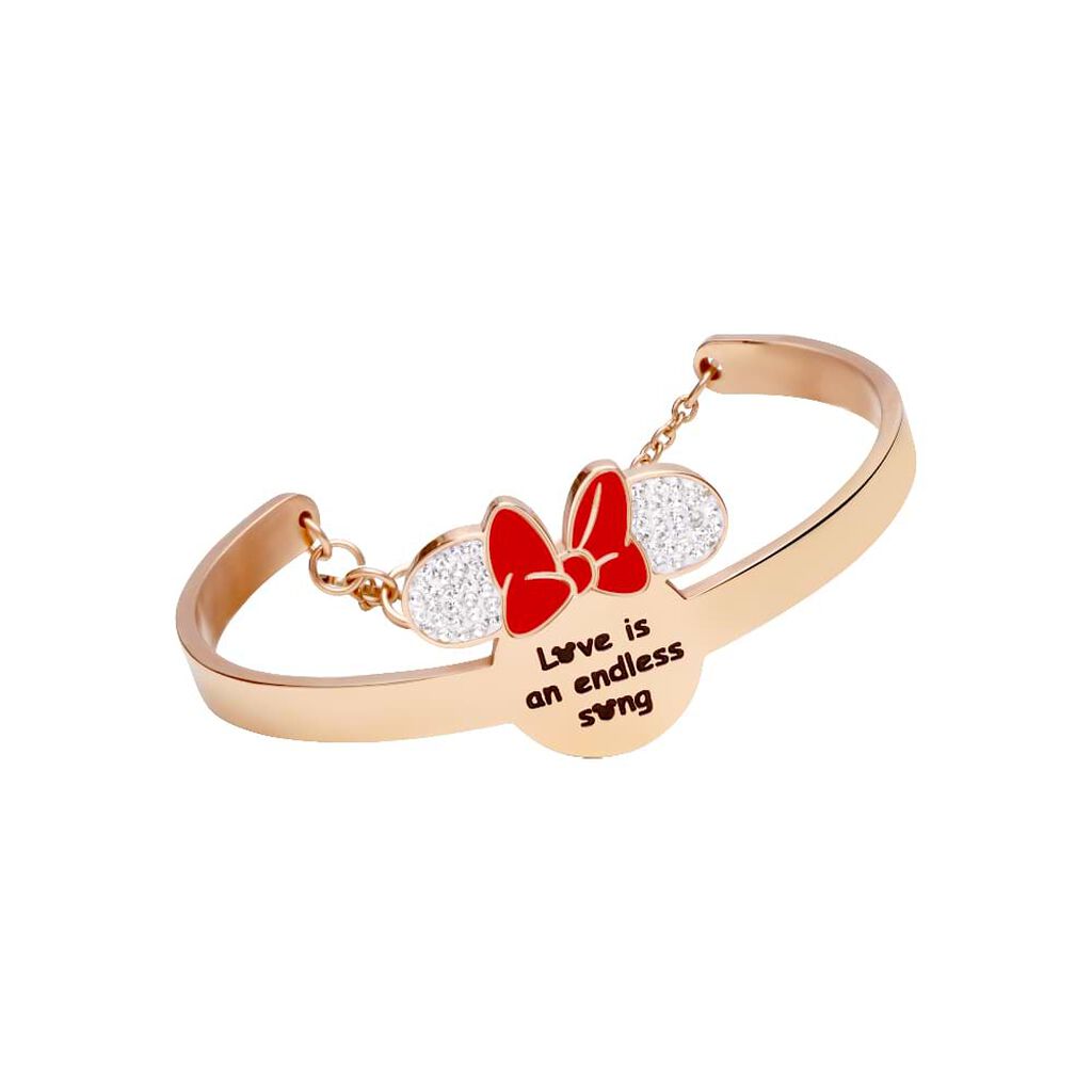 Bangle Lady Message Acciaio Rosato Disney e Cristalli - Bracciali Donna | Stroili