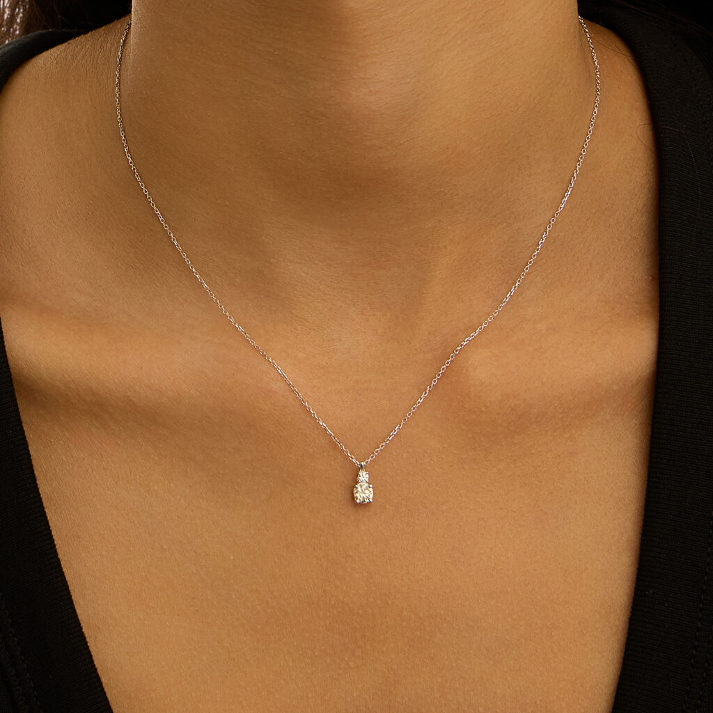 Collana Doppio Punto Luce Diamade Oro Bianco Diamante Lab-Grown