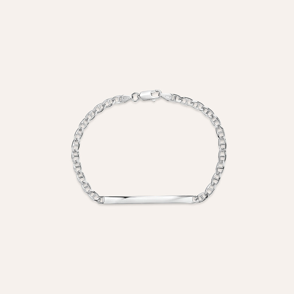 Bracciale Con Targhetta Gentleman Argento Rodiato - Bracciali con Incisione Uomo | Stroili