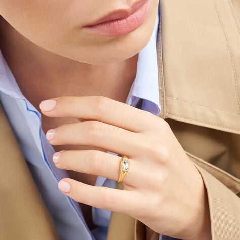Anello Solitario Desideria Argento Nobile Dorato Cubic Zirconia - Anelli con Pietre Donna | Stroili