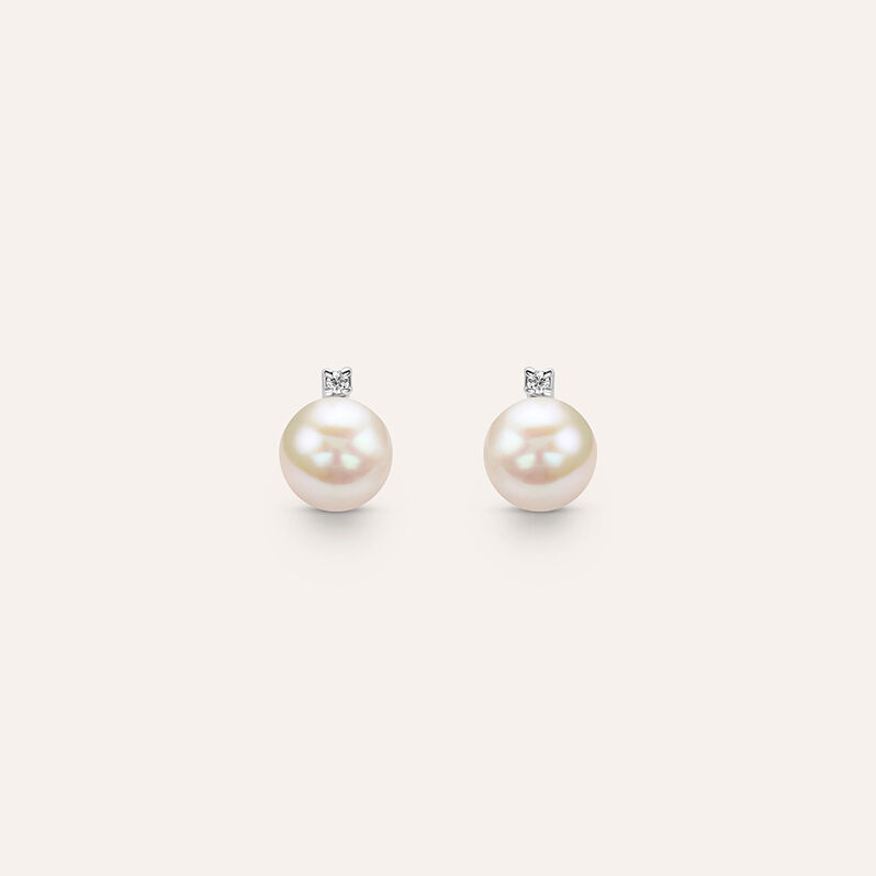 Orecchini Lobo Gold Pearls Oro Bianco Perla D'Acqua Dolce Diamante - Orecchini a Lobo Donna | Stroili