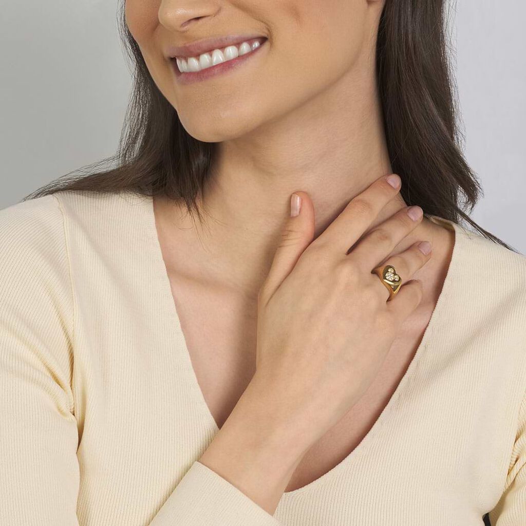 Anello Chevalier Mickey Mouse & Friends Acciaio Dorato Cristallo