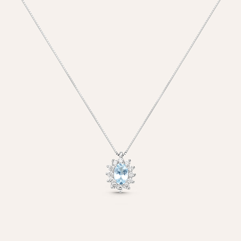 Collana Jasmine Oro Bianco Acquamarina Diamante