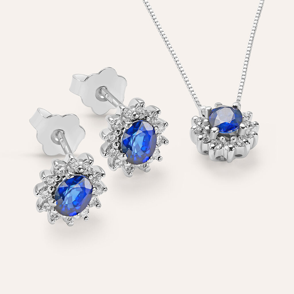 Collana Elizabeth Crown Oro Bianco Zaffiro Diamante - Collane Donna | Stroili