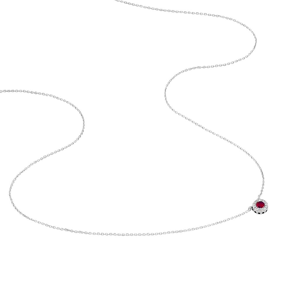 Collana Punto Luce Elizabeth Crown Oro Bianco Rubino Diamante