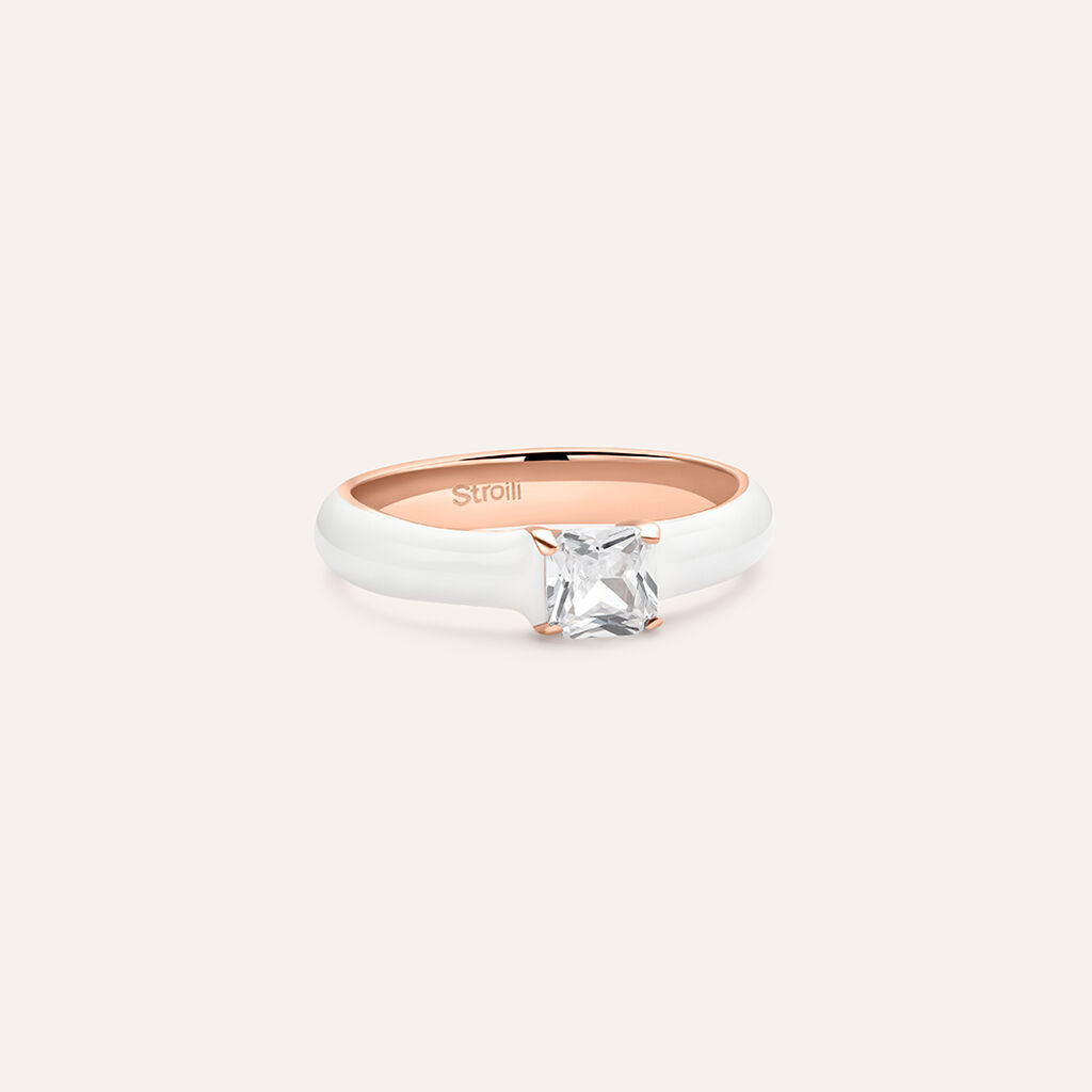 Anello Solitario Lady Sweet Acciaio Rosa Cristallo - Anelli con Pietre Donna | Stroili