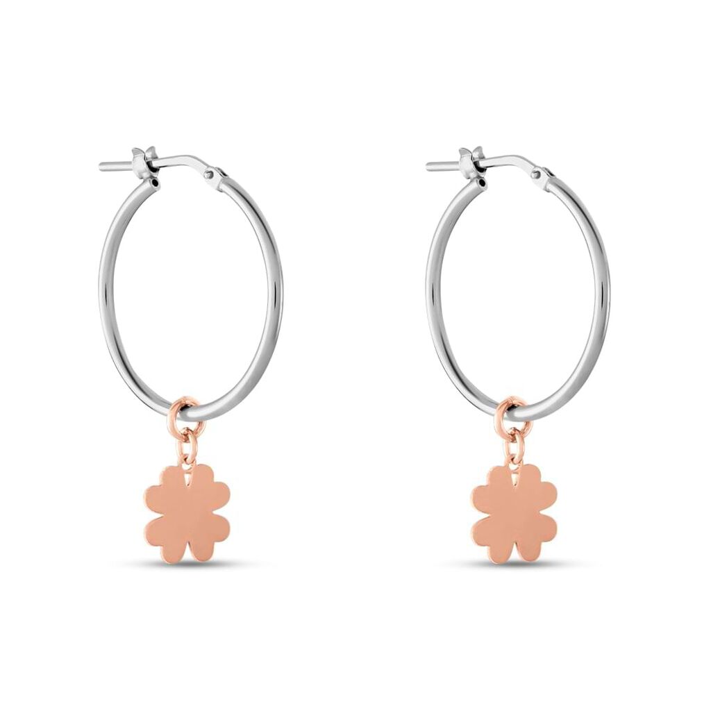 Orecchini A Cerchio Silver Collection Argento Bicolore Bianco / Rosa