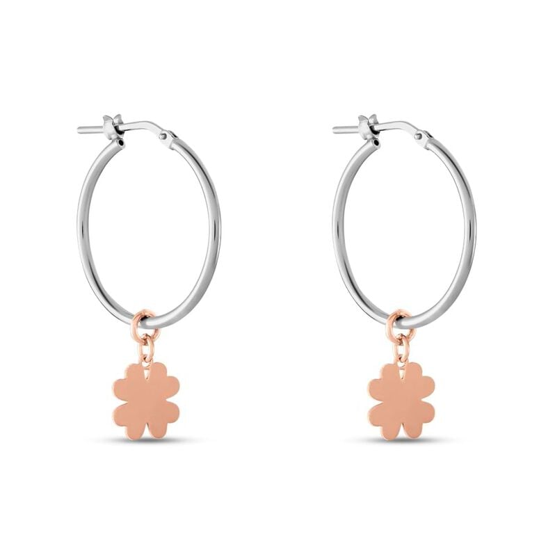 Orecchini A Cerchio Silver Collection Argento Bicolore Bianco / Rosa - Orecchini a Cerchio Donna | Stroili