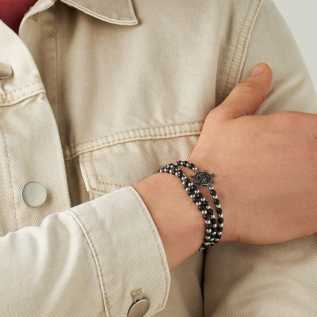Bracciale Man Code Acciaio Onice