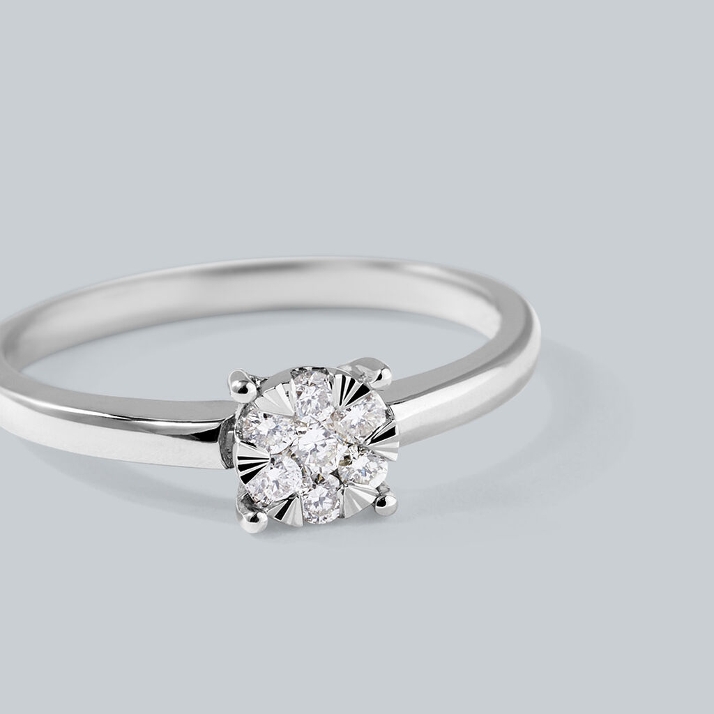 Anello Solitario Petali Oro Bianco Diamante - Anelli con Pietre Donna | Stroili