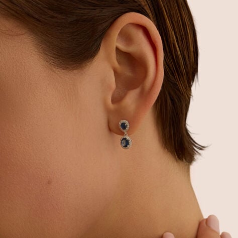 Orecchini Pendenti Charlotte Oro Bianco Zaffiro Diamante Diamante - Orecchini Pendenti Donna | Stroili