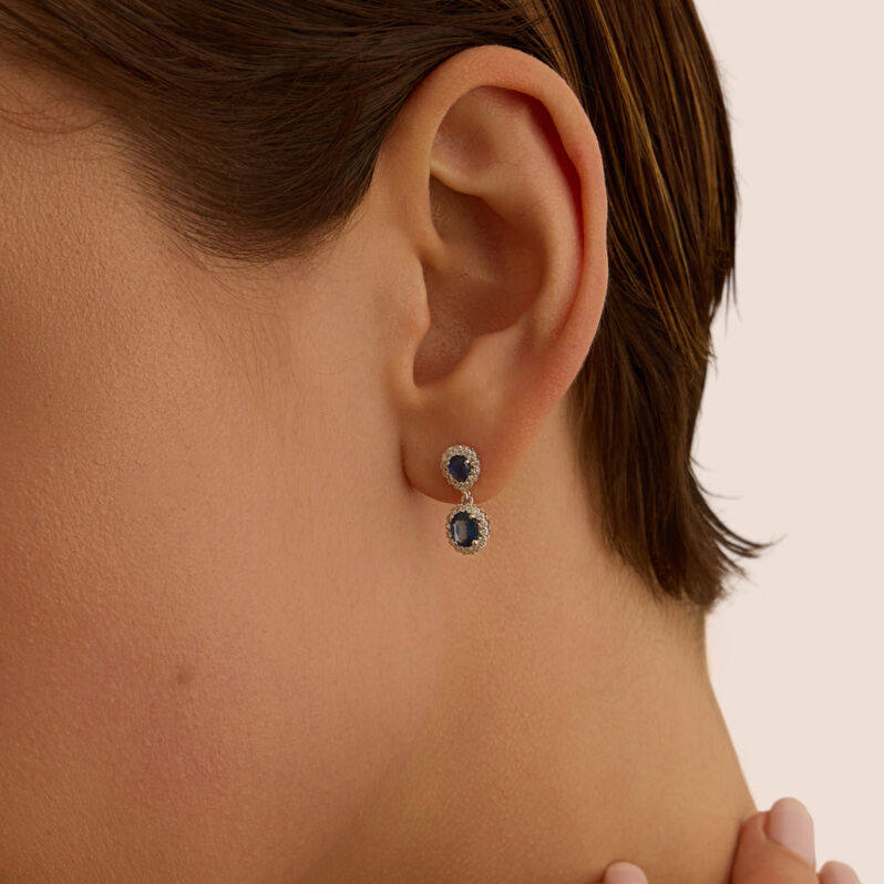 Orecchini Pendenti Charlotte Oro Bianco Zaffiro Diamante Diamante - Orecchini Pendenti Donna | Stroili
