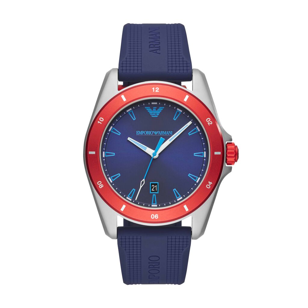 Orologio solo tempo con cinturino in silicone blu