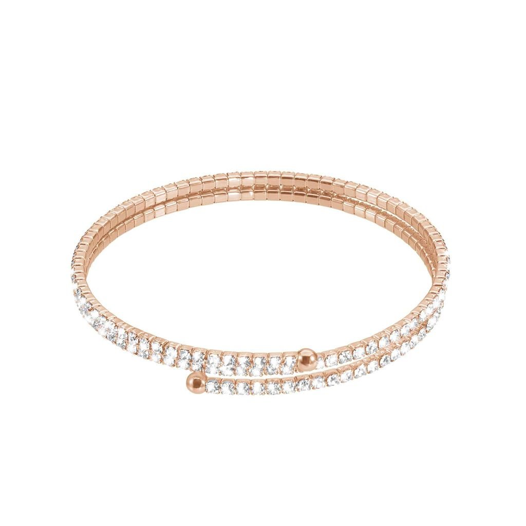 Bracciale bangle doppio in metallo rosato e cristalli