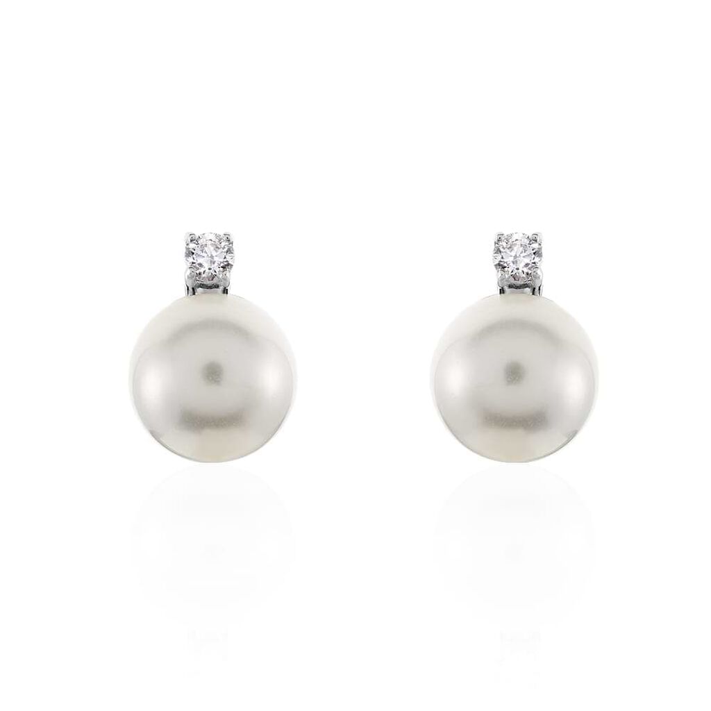 Orecchini Lobo Silver Pearls Argento Rodiato Perla sintentica Cubic Zirconia