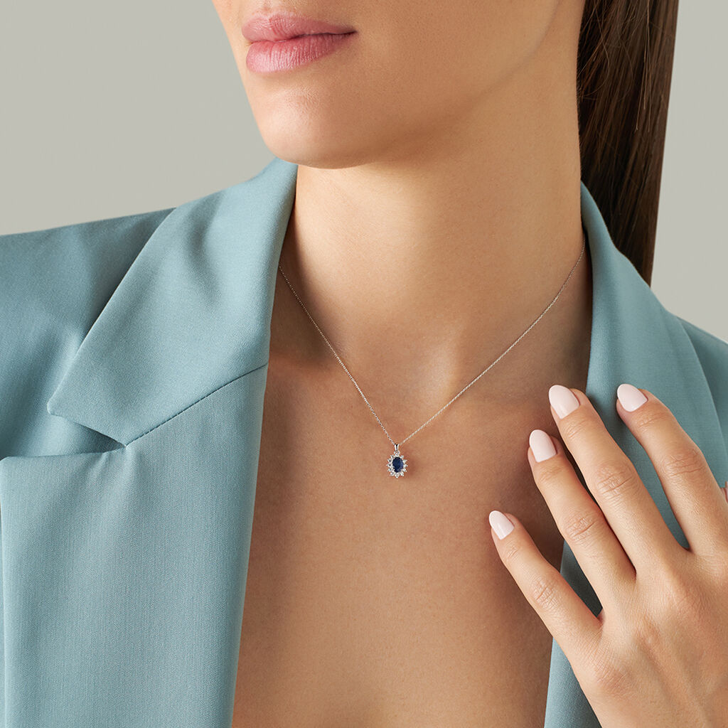 Collana Charlotte Oro Bianco Zaffiro Diamante - Collane Donna | Stroili
