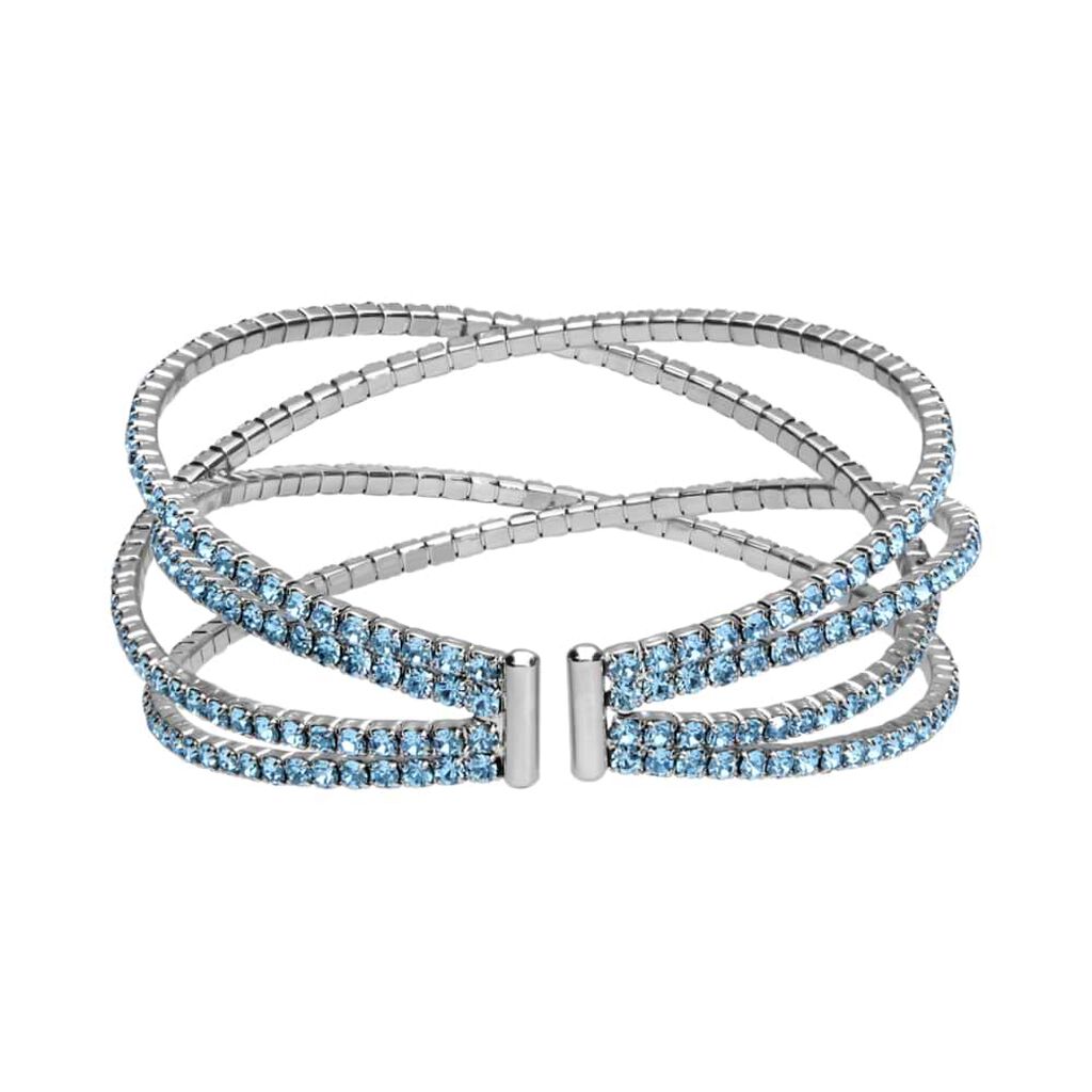 Bracciale bangle in metallo rodiato e cristalli - Bracciali Donna | Stroili