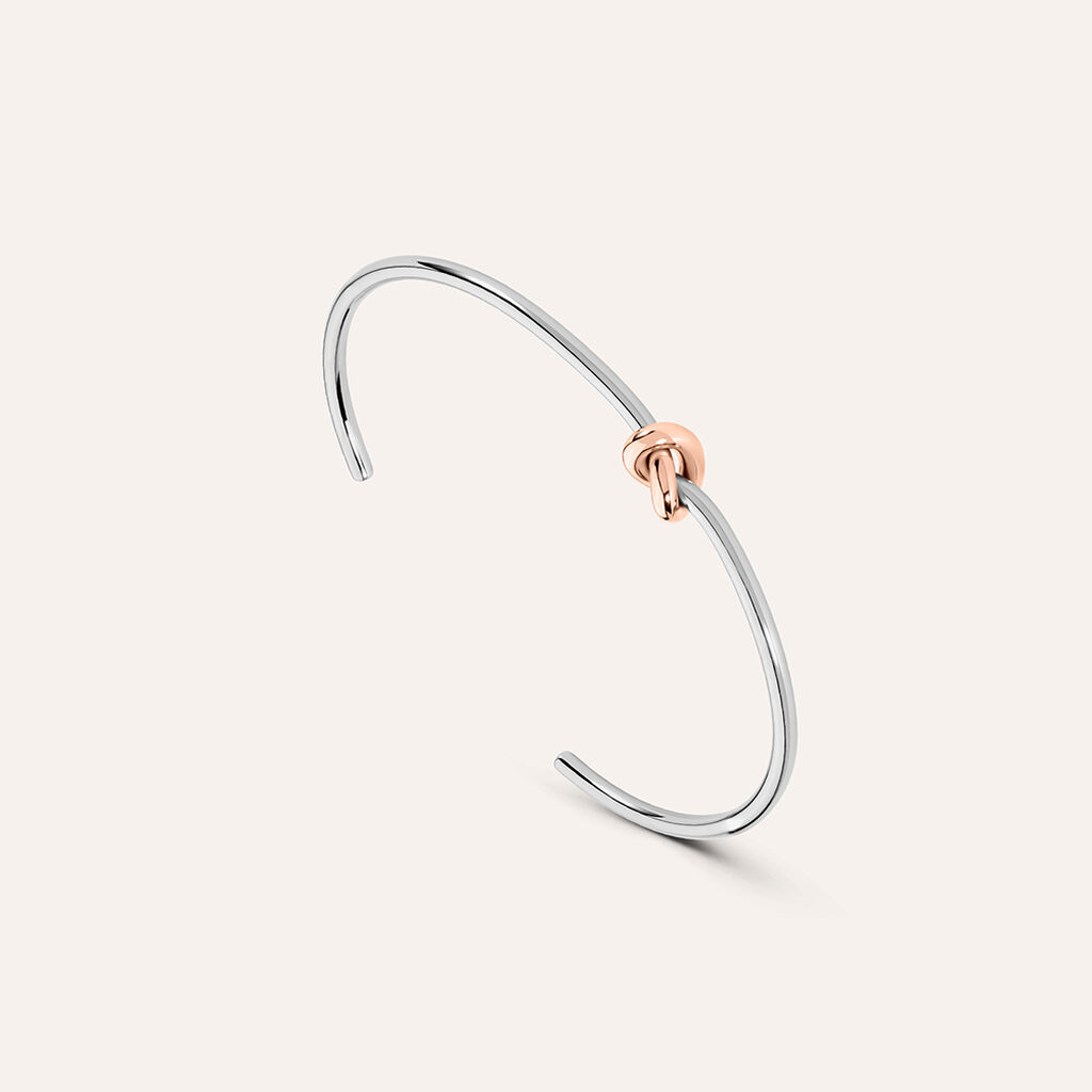 Bangle Lady Code Acciaio Bicolore Bianco / Rosa - Bracciali Rigidi Donna | Stroili