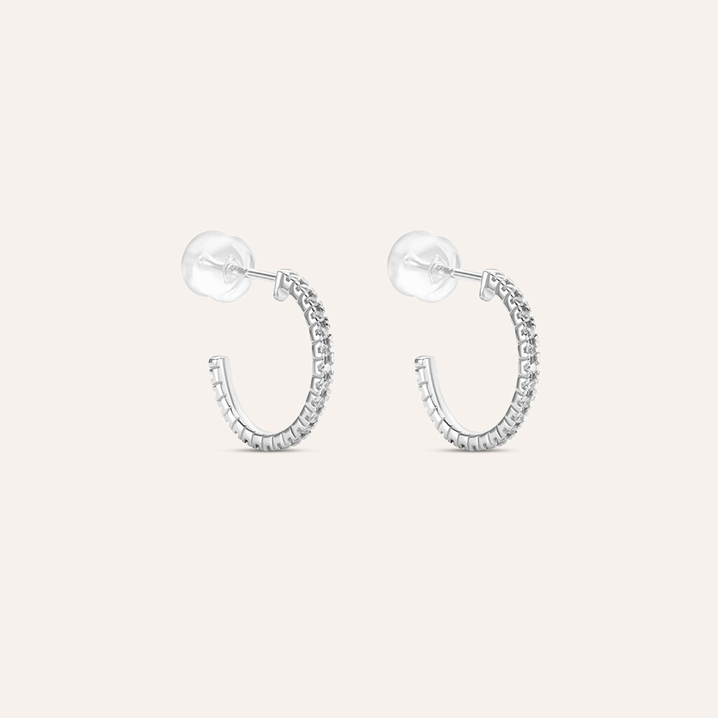 Orecchini A Cerchio Claire Oro Bianco Cubic Zirconia - Orecchini a Cerchio Donna | Stroili