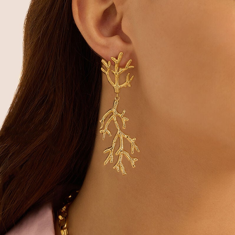 Orecchini Pendenti Corallo Radiance Acciaio Dorato - Orecchini Pendenti Donna | Stroili