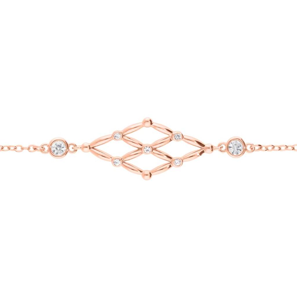 Bracciale in ottone rosato con passante rombo e brillanti - Bracciali Donna | Stroili