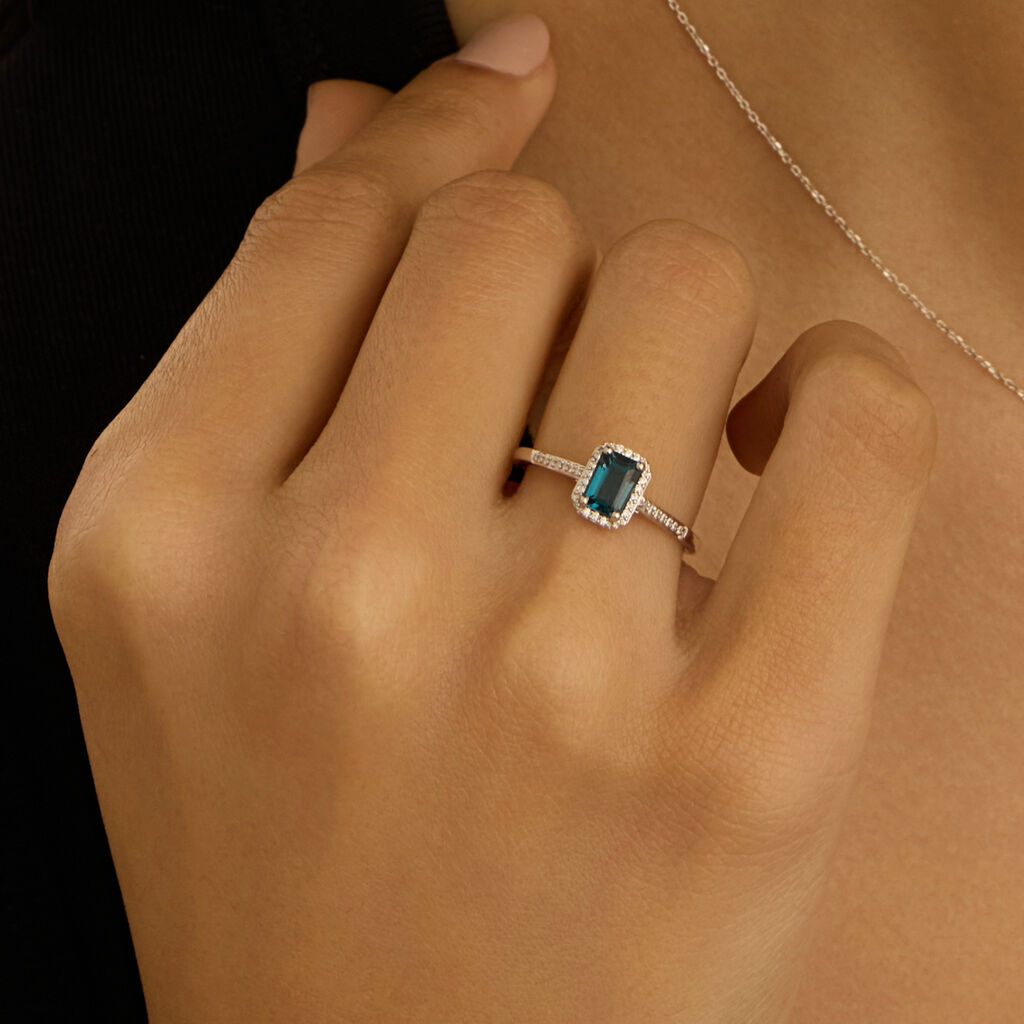 Anello Solitario Amélie Oro Bianco Topazio Cubic Zirconia