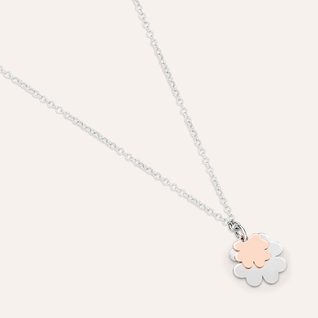 Collana Silver Collection Argento Bicolore Bianco / Rosa