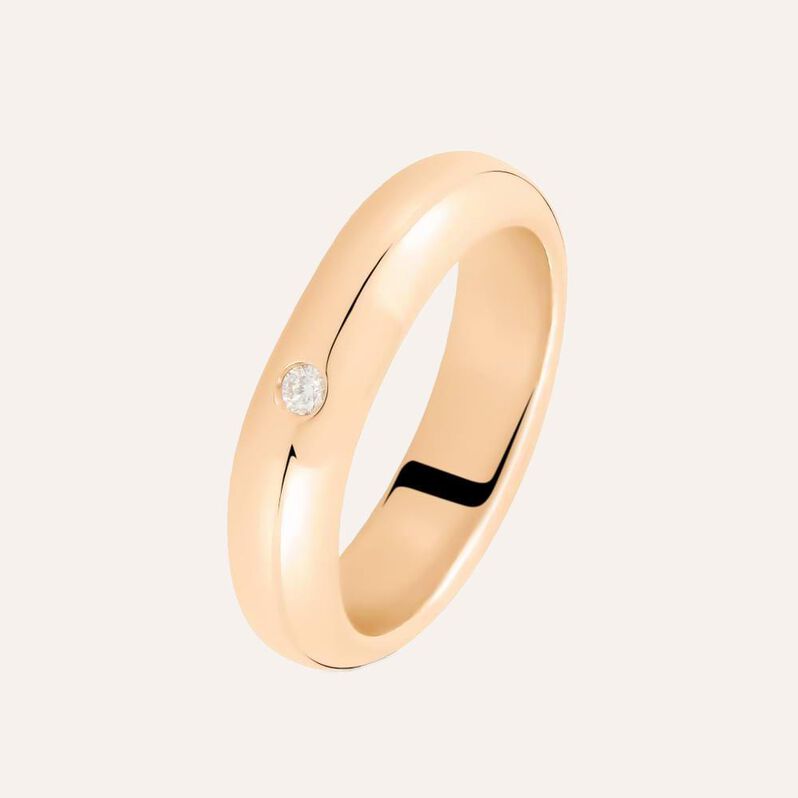 Fede Classica Leggera 5 mm Oro Rosa Diamante - Anelli con Incisione Unisex | Stroili