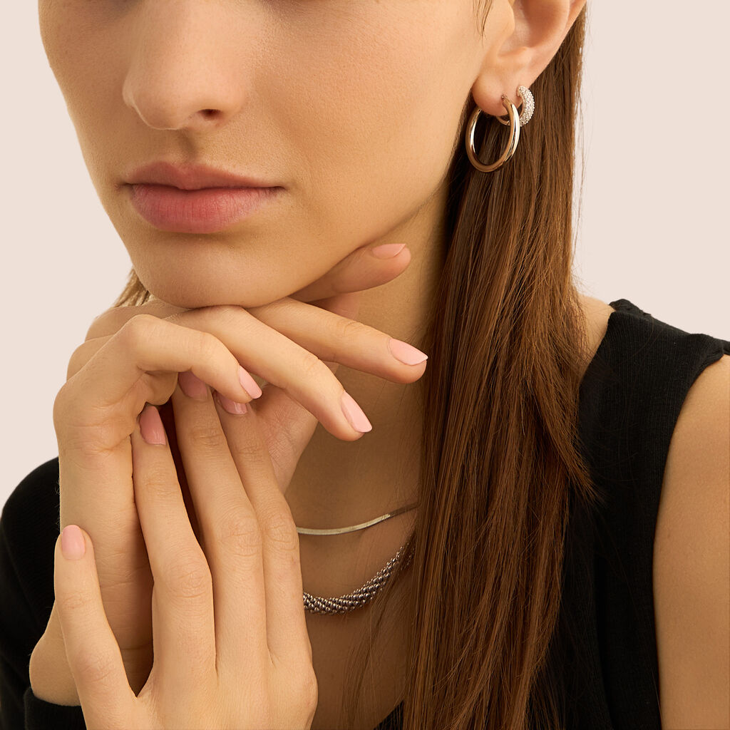 Orecchini A Cerchio Silver Shine Argento Rodiato Cubic Zirconia