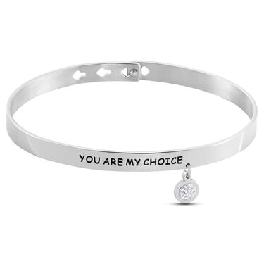 Bangle Lady Message Acciaio Love e Cristalli