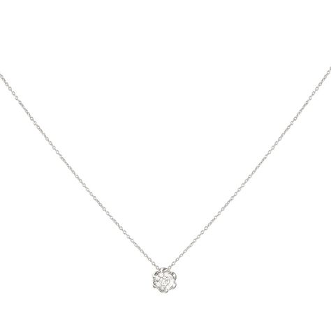 Girocollo fiore in oro bianco e diamanti 0.08 ct - Collane Donna | Stroili