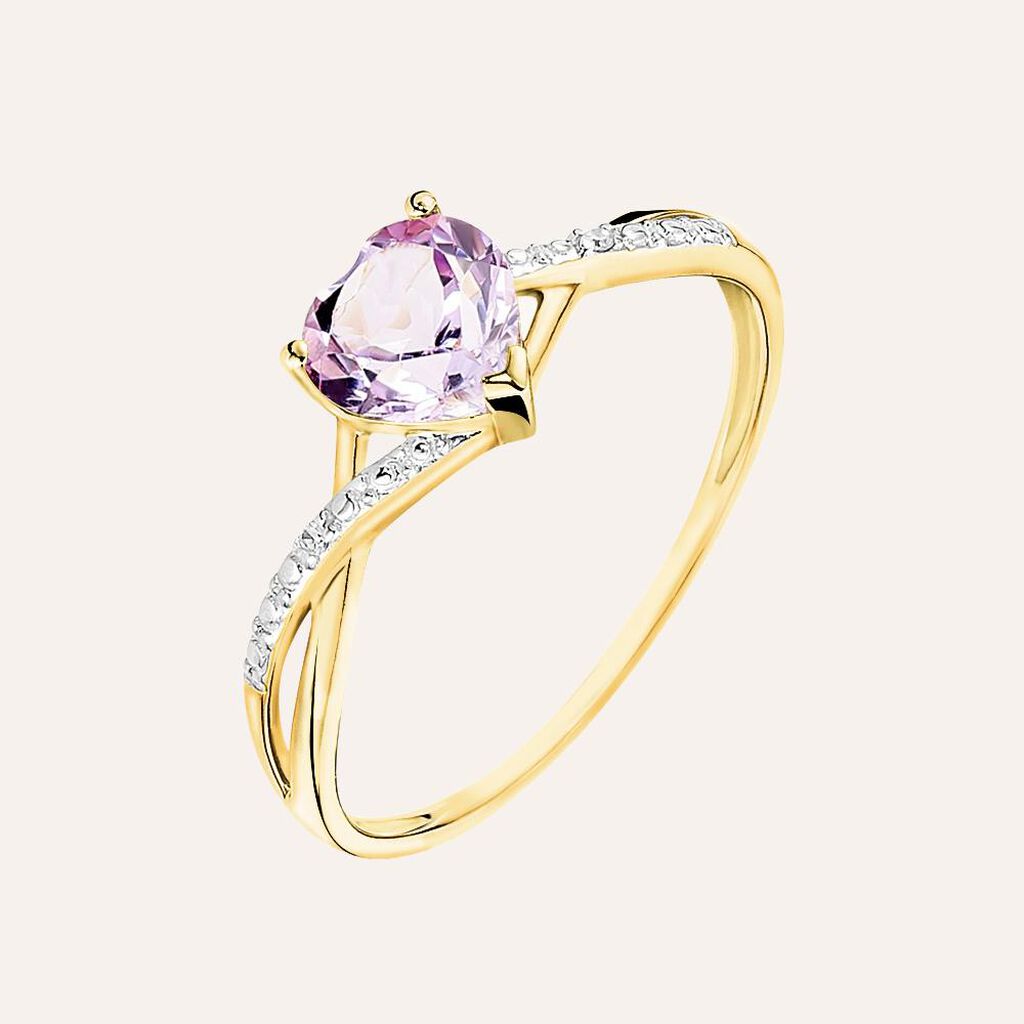 Anello Amélie Oro Giallo Ametista Cubic Zirconia