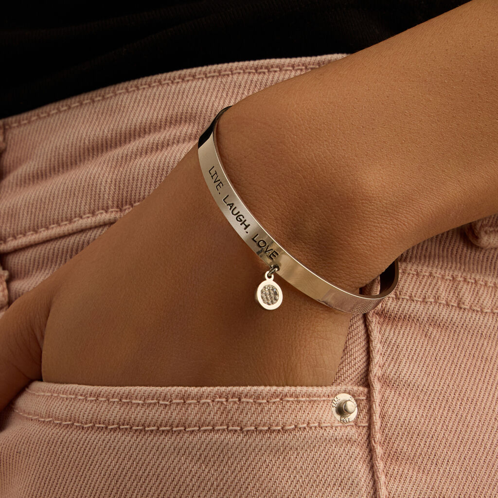Bangle Lady Message Acciaio Cristallo - Bracciali Rigidi Donna | Stroili