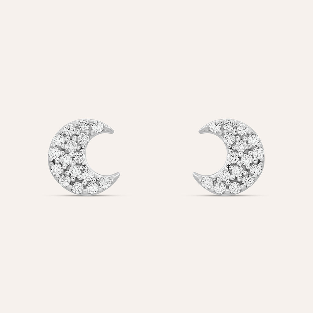 Orecchini Lobo Claire Oro Bianco Cubic Zirconia - Orecchini a Lobo Donna | Stroili