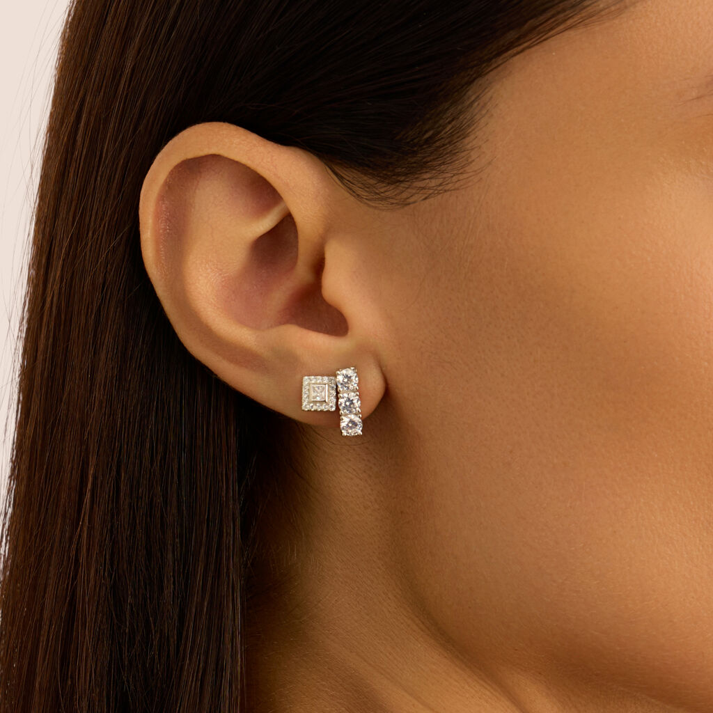 Orecchini Lobo Trilogy Silver Elegance Argento Rodiato Cubic Zirconia - Orecchini a Lobo Donna | Stroili