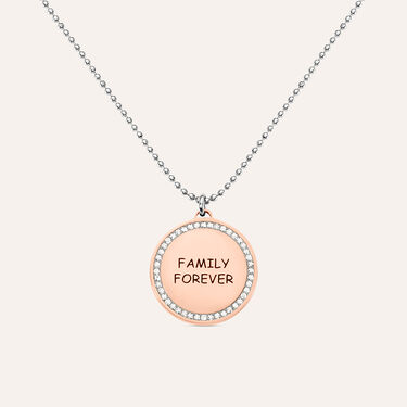 Collana Lady Message Acciaio Bicolore Family e Cristalli