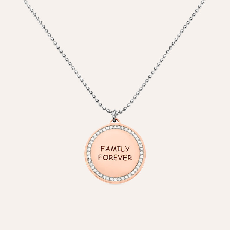 Collana Lady Message Acciaio Bicolore Family e Cristalli - Collane Donna | Stroili