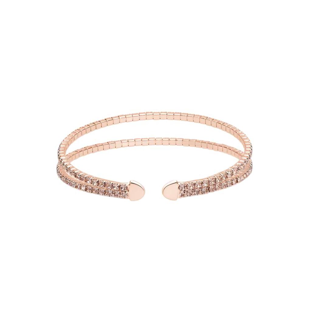 Bracciale bangle in metallo rosato e cristalli - Bracciali Donna | Stroili